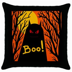 Halloween Monster Throw Pillow Case (black) by Valentinaart