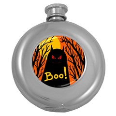 Halloween Monster Round Hip Flask (5 Oz) by Valentinaart