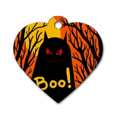 Halloween Monster Dog Tag Heart (two Sides) by Valentinaart