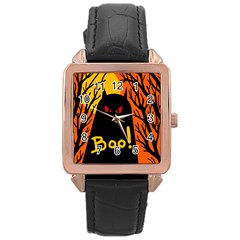 Halloween Monster Rose Gold Leather Watch  by Valentinaart