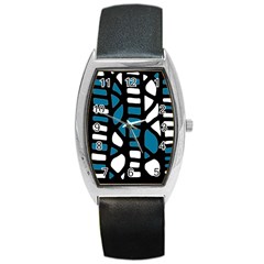 Blue decor Barrel Style Metal Watch