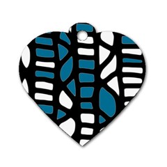 Blue decor Dog Tag Heart (One Side)