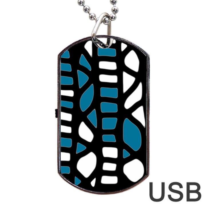 Blue decor Dog Tag USB Flash (One Side)