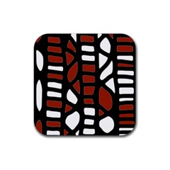 Red Decor Rubber Coaster (square)  by Valentinaart