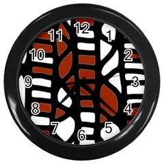 Red Decor Wall Clocks (black) by Valentinaart