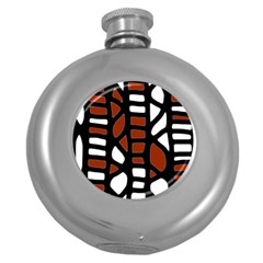 Red Decor Round Hip Flask (5 Oz) by Valentinaart