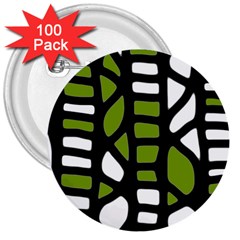 Green Decor 3  Buttons (100 Pack)  by Valentinaart