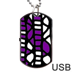 Purple Decor Dog Tag Usb Flash (two Sides) 