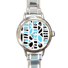 Light Blue Decor Round Italian Charm Watch by Valentinaart