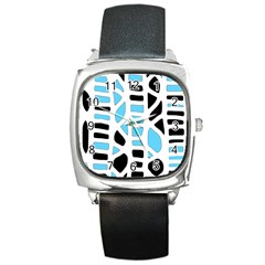 Light Blue Decor Square Metal Watch by Valentinaart