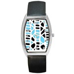 Light blue decor Barrel Style Metal Watch Front