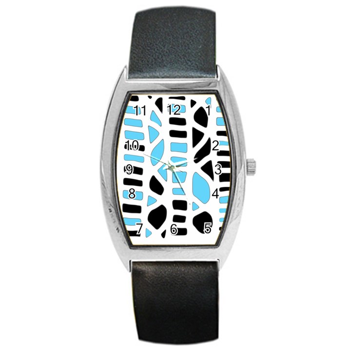 Light blue decor Barrel Style Metal Watch