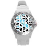 Light blue decor Round Plastic Sport Watch (L) Front