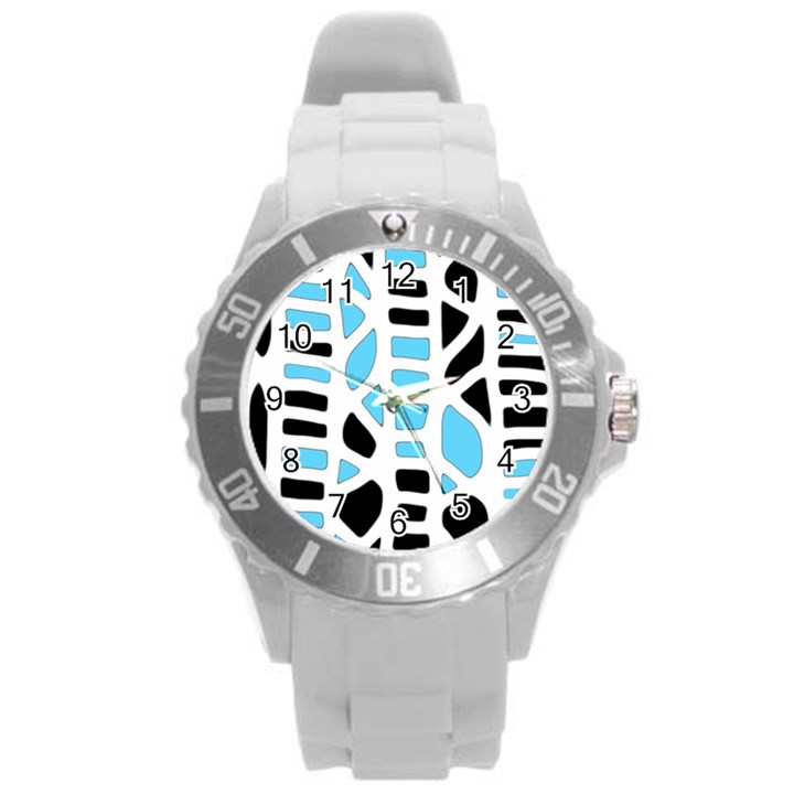 Light blue decor Round Plastic Sport Watch (L)