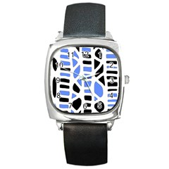 Blue Decor Square Metal Watch by Valentinaart