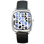 Blue decor Square Metal Watch Front