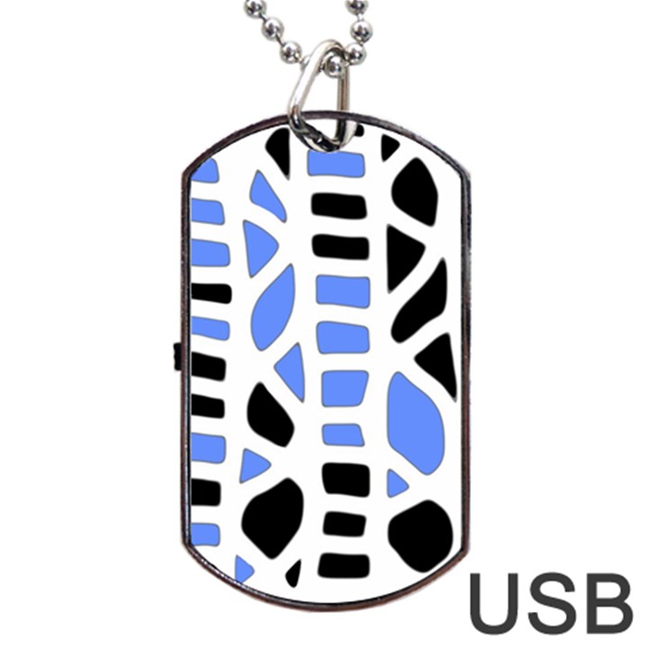 Blue decor Dog Tag USB Flash (Two Sides) 