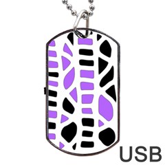 Purple Abstract Decor Dog Tag Usb Flash (one Side)