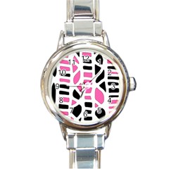 Pink Decor Round Italian Charm Watch by Valentinaart