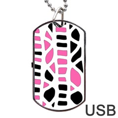 Pink Decor Dog Tag Usb Flash (one Side)