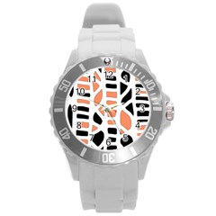 Orange Decor Round Plastic Sport Watch (l) by Valentinaart