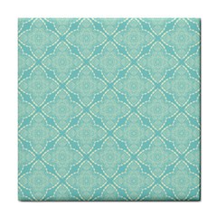 Light Blue Lattice Pattern Tile Coasters by TanyaDraws