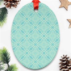 Light Blue Lattice Pattern Oval Ornament (two Sides) by TanyaDraws