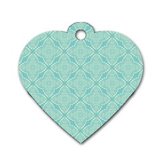 Light Blue Lattice Pattern Dog Tag Heart (one Side) by TanyaDraws