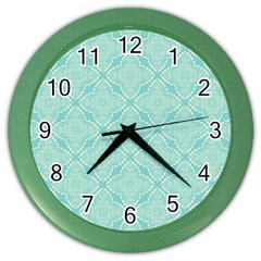 Light Blue Lattice Pattern Color Wall Clocks by TanyaDraws