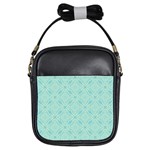 Light Blue Lattice Pattern Girls Sling Bags Front