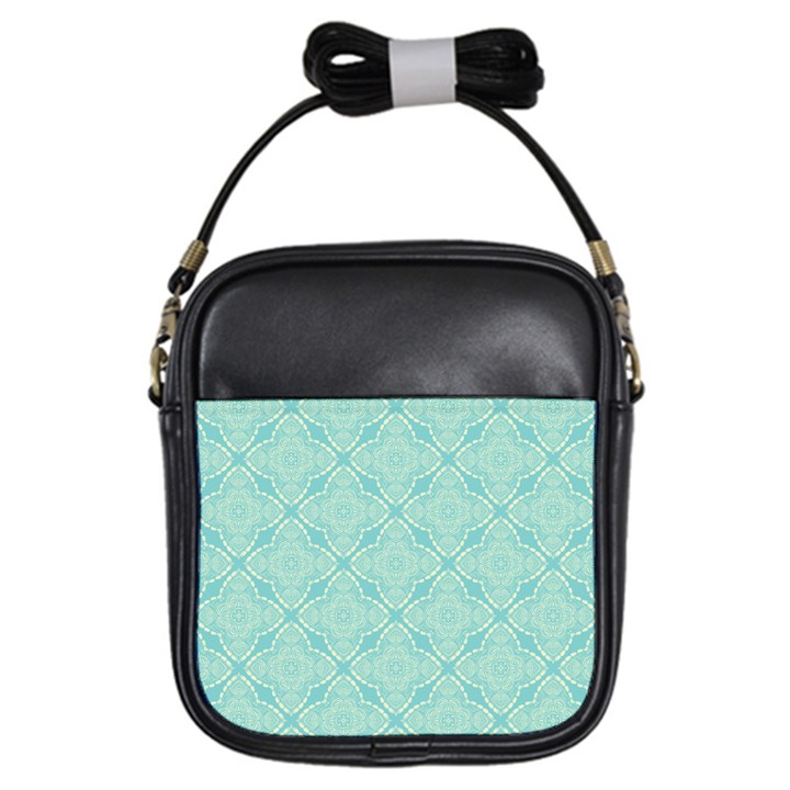 Light Blue Lattice Pattern Girls Sling Bags