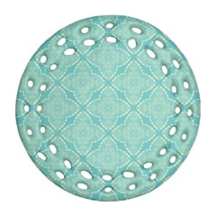 Light Blue Lattice Pattern Round Filigree Ornament (2side) by TanyaDraws