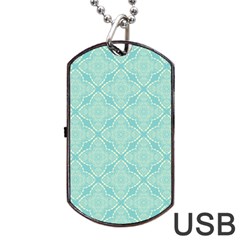 Light Blue Lattice Pattern Dog Tag Usb Flash (two Sides)  by TanyaDraws