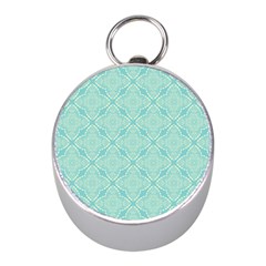 Light Blue Lattice Pattern Mini Silver Compasses