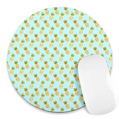 Tropical Watercolour Pineapple Pattern Round Mousepads by TanyaDraws