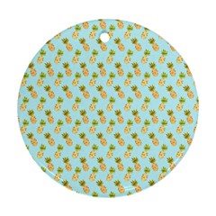 Tropical Watercolour Pineapple Pattern Ornament (round)  by TanyaDraws