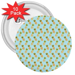 Tropical Watercolour Pineapple Pattern 3  Buttons (10 Pack)  by TanyaDraws