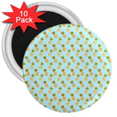 Tropical Watercolour Pineapple Pattern 3  Magnets (10 Pack)  by TanyaDraws