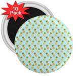 Tropical Watercolour Pineapple Pattern 3  Magnets (10 pack)  Front