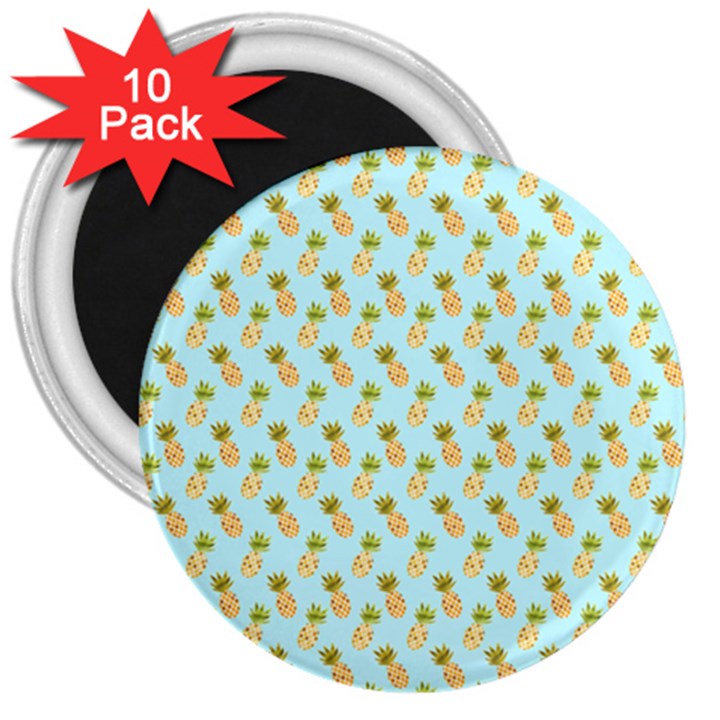 Tropical Watercolour Pineapple Pattern 3  Magnets (10 pack) 