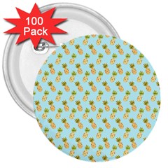 Tropical Watercolour Pineapple Pattern 3  Buttons (100 Pack)  by TanyaDraws