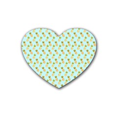 Tropical Watercolour Pineapple Pattern Heart Coaster (4 Pack)  by TanyaDraws