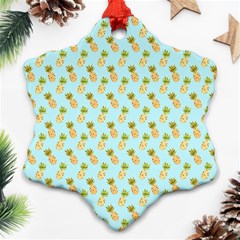 Tropical Watercolour Pineapple Pattern Snowflake Ornament (2-side)