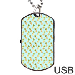 Tropical Watercolour Pineapple Pattern Dog Tag Usb Flash (one Side)