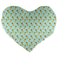 Tropical Watercolour Pineapple Pattern Large 19  Premium Heart Shape Cushions by TanyaDraws