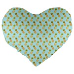 Tropical Watercolour Pineapple Pattern Large 19  Premium Flano Heart Shape Cushions Back