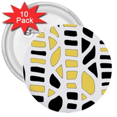 Yellow Decor 3  Buttons (10 Pack)  by Valentinaart