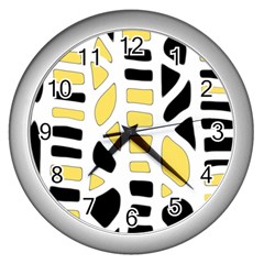 Yellow Decor Wall Clocks (silver)  by Valentinaart