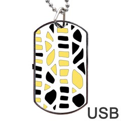 Yellow Decor Dog Tag Usb Flash (two Sides) 