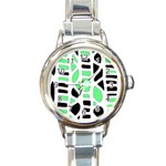 Light green decor Round Italian Charm Watch Front